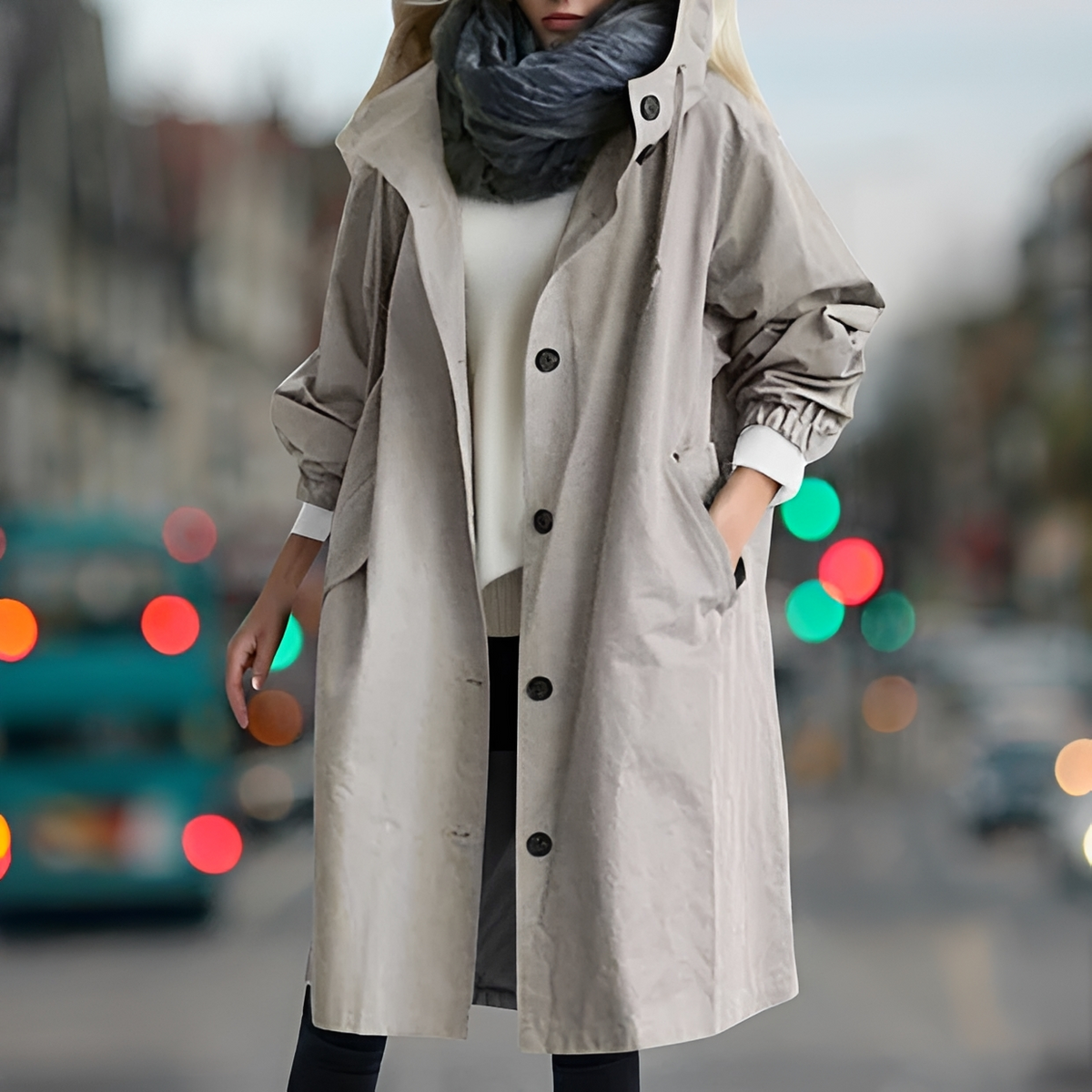Bethany - Capa de chuva com capuz resistente