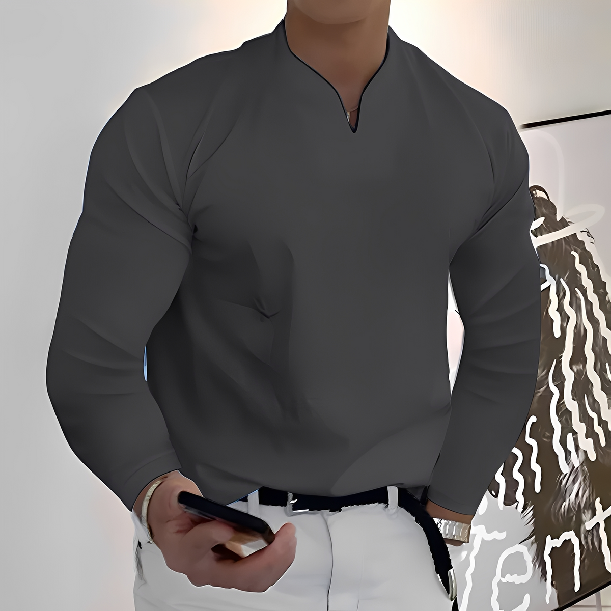Corentin - Camisa de mangas compridas, macia e quente