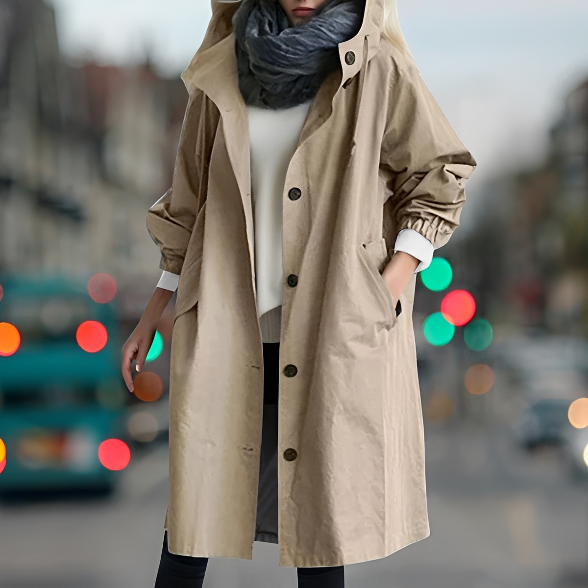 Bethany - Capa de chuva com capuz resistente