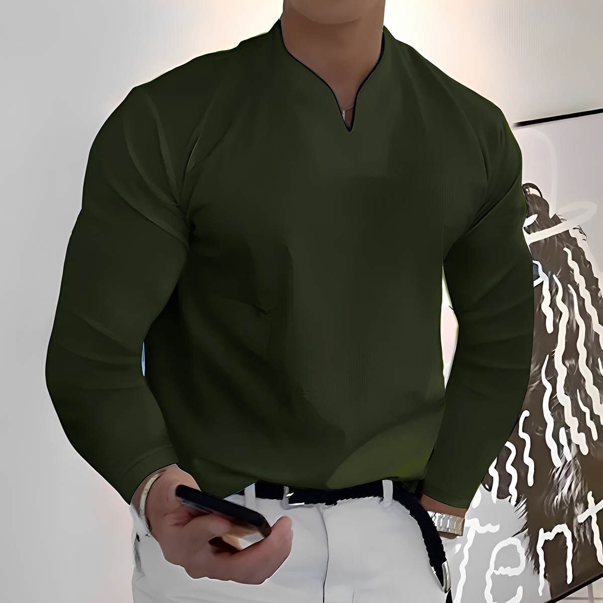 Corentin - Camisa de mangas compridas, macia e quente