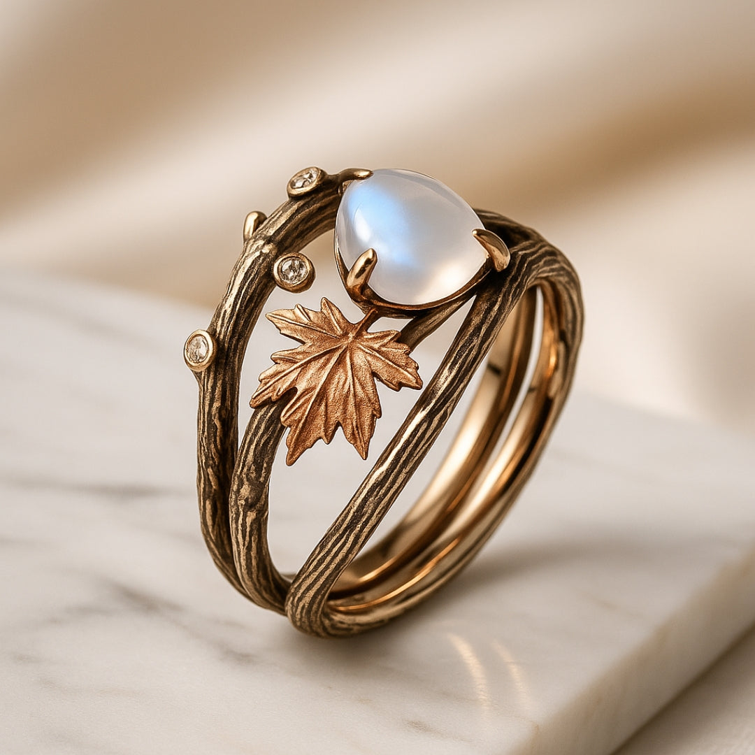 Celestia – Bague em pedra da lua com charme natural