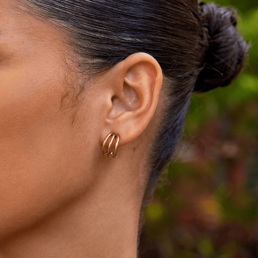 Anaya – Brincos de argola triplos com design ousado