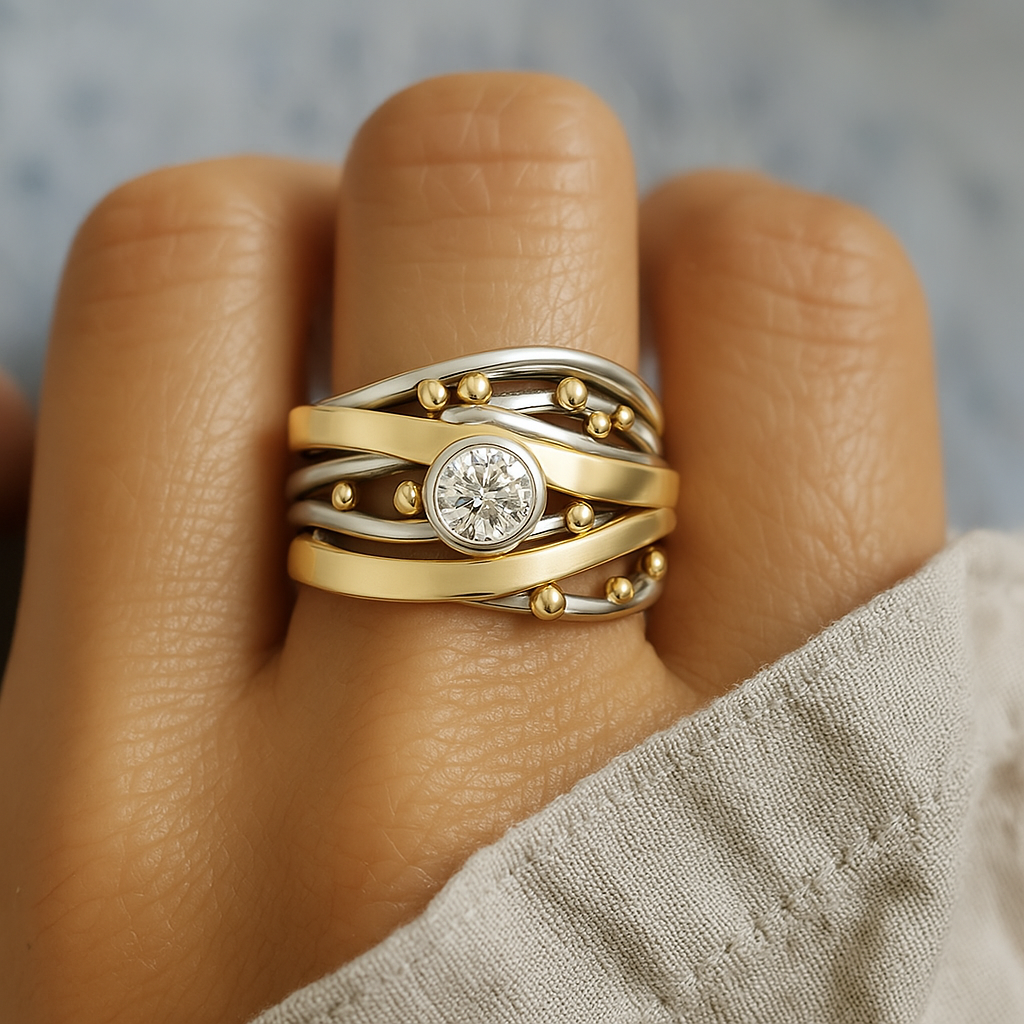 Dalia – Bague vintage brilhante ao design sertido