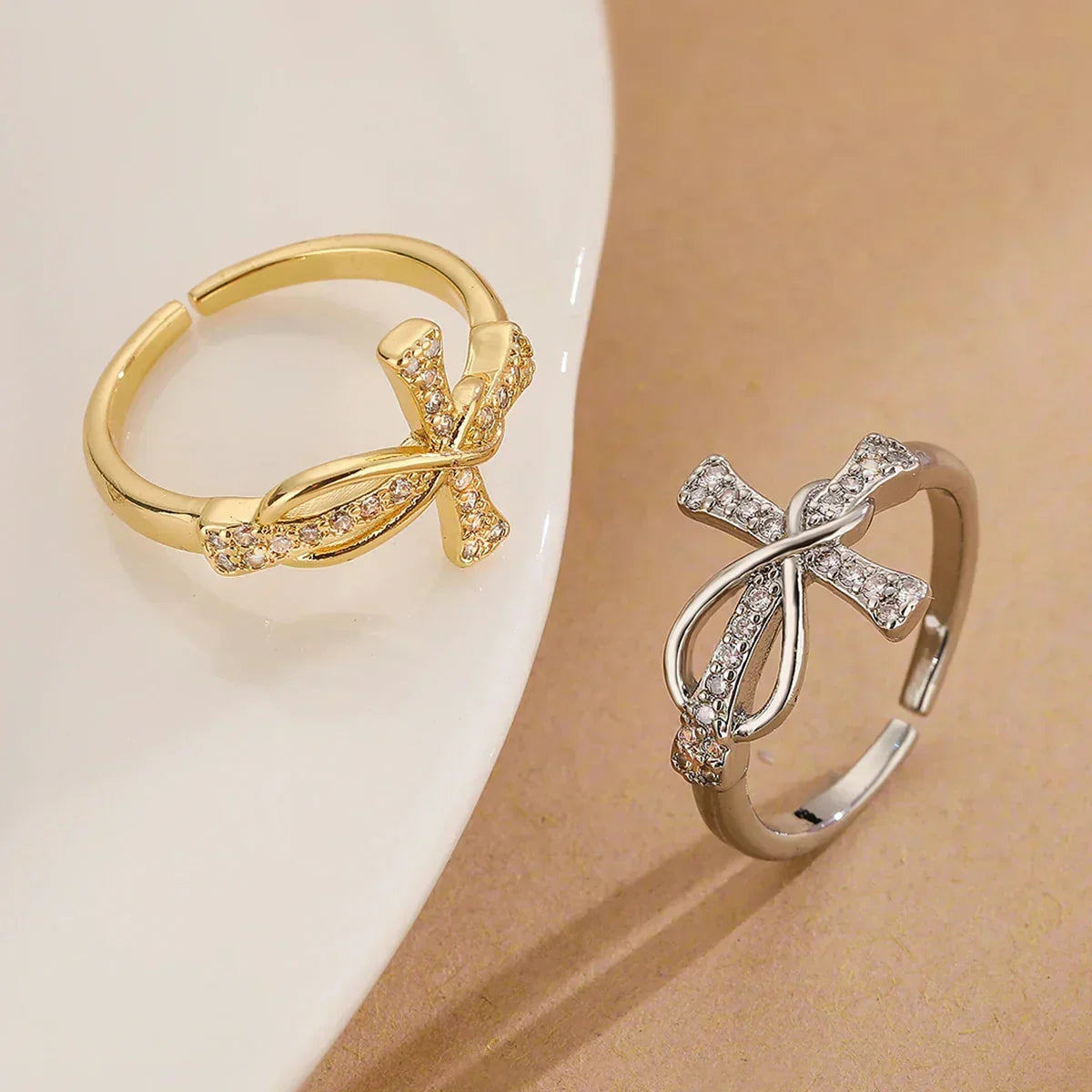 Eliane – Bague cruz cristã para mulheres