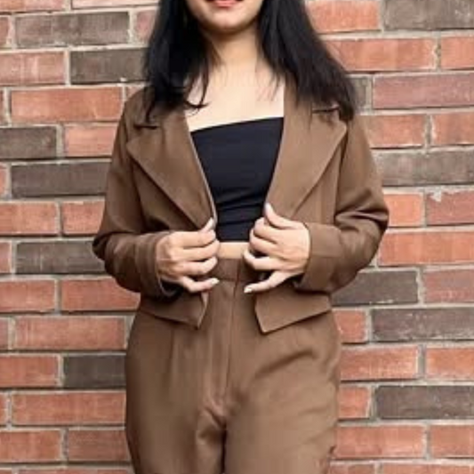 Conjunto de Blazer Cropped Mocha