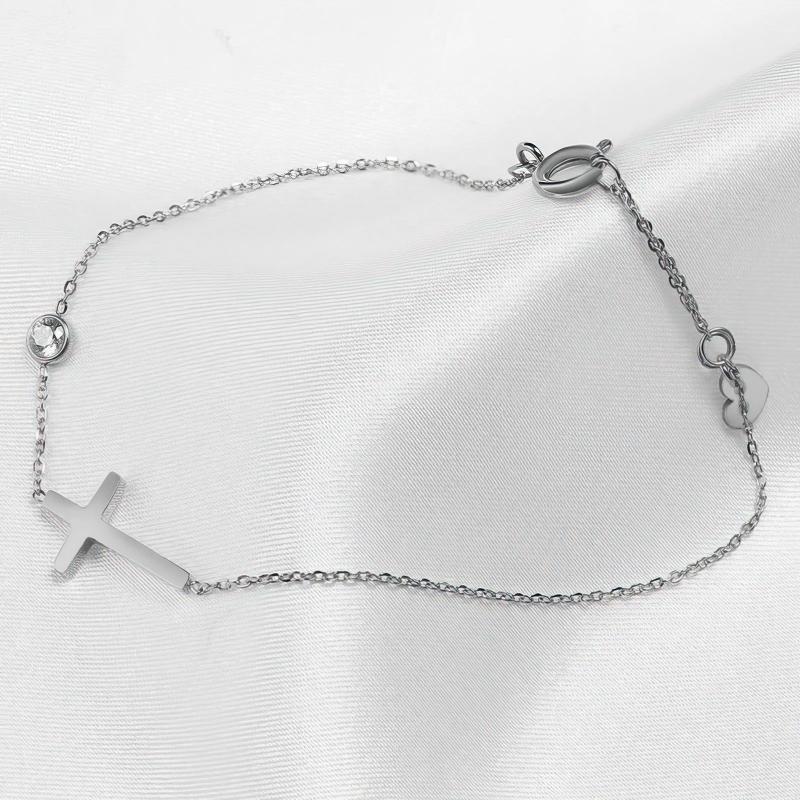 Althea – Bracelete com cruz para damas em ouro e prata