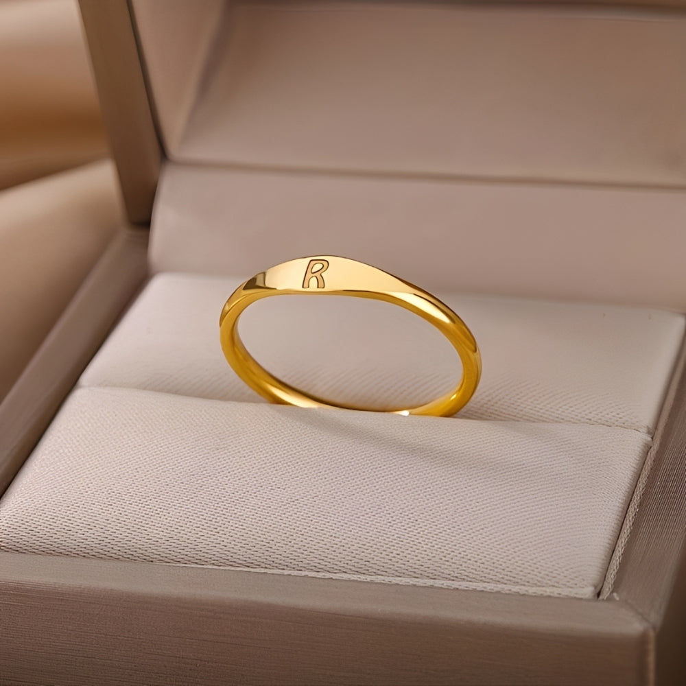 Bague de nome minimalista | Bague minimalista com inicial gravada