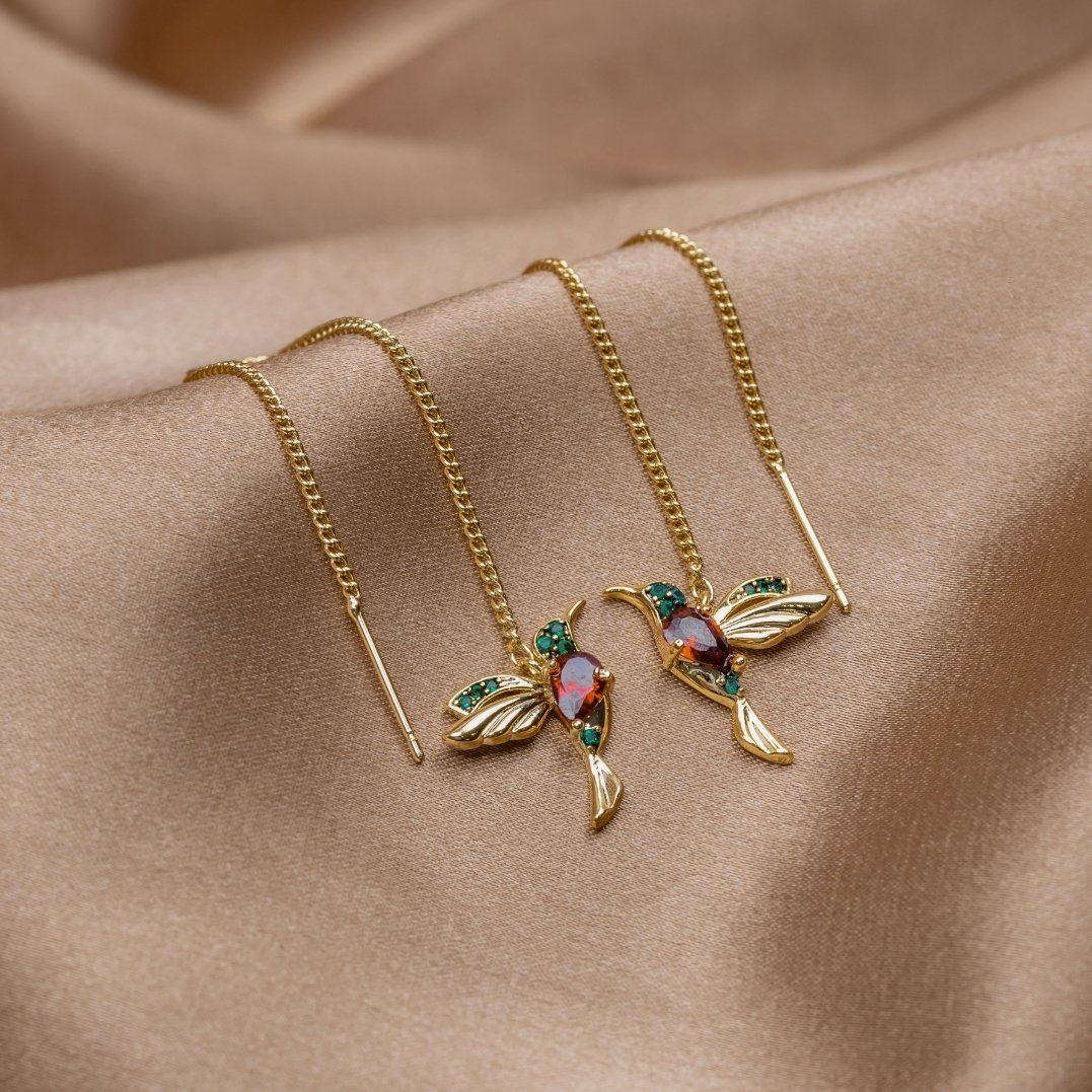 Lunara – Brincos Colibri com franjas
