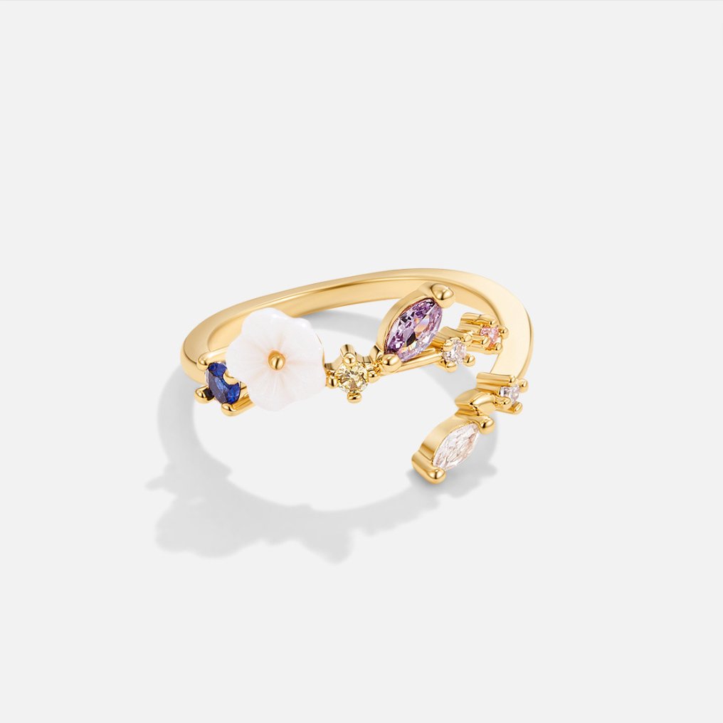 Leah - Bague com flores brancas