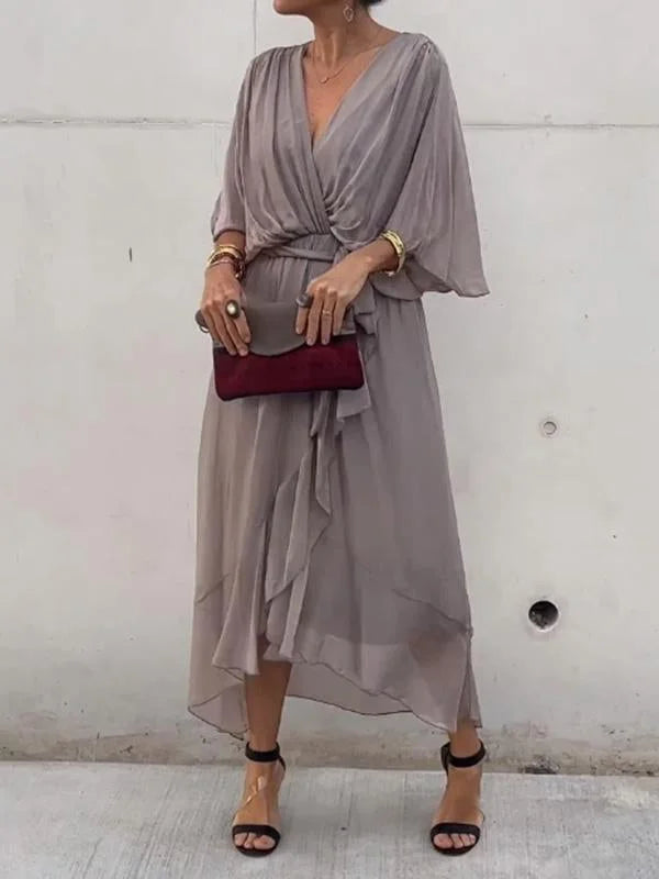 Loisa - Elegante Vestido de Chiffon com Decote V