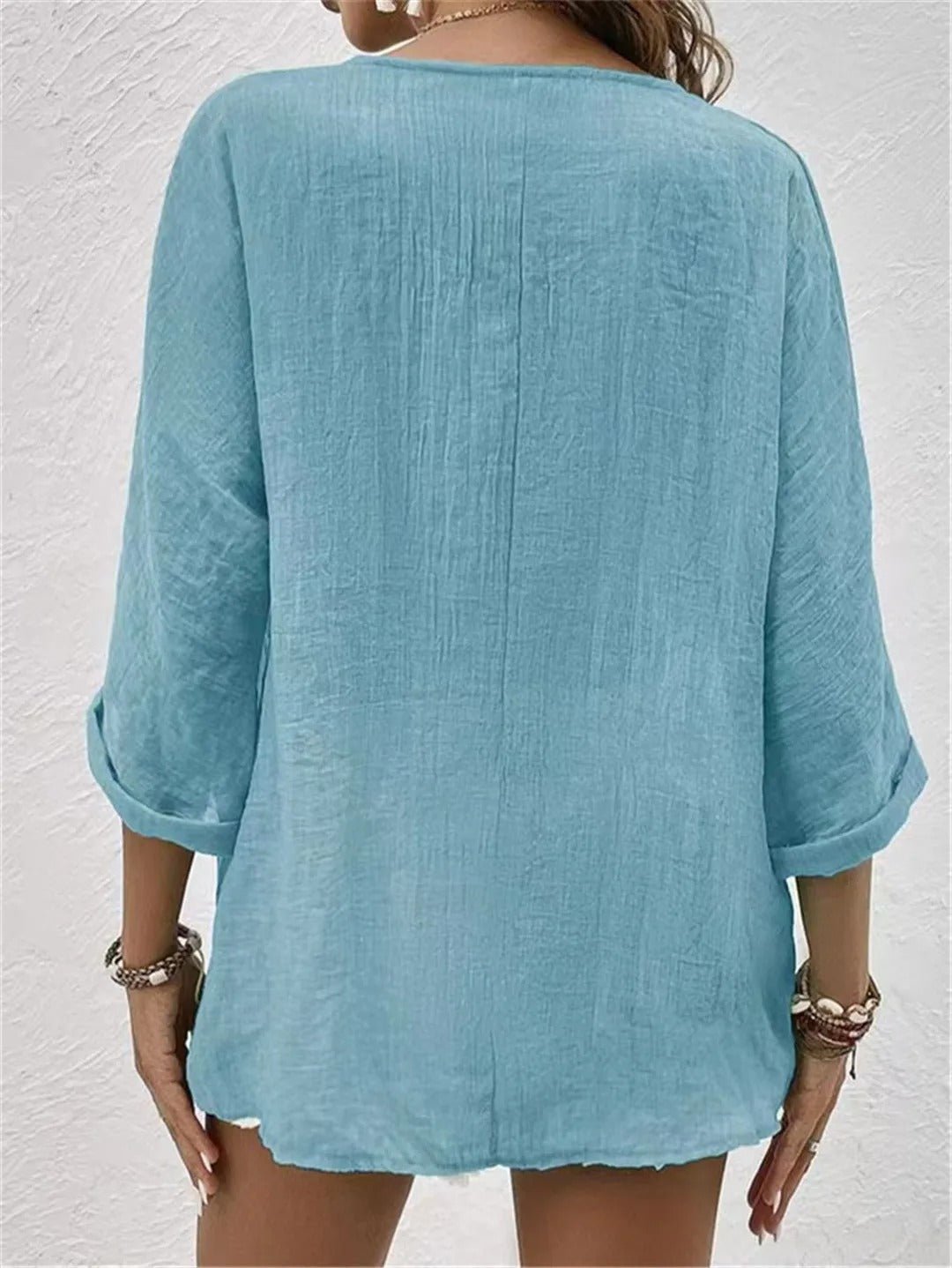Fayo - Blusa fácil com gola em V e botões