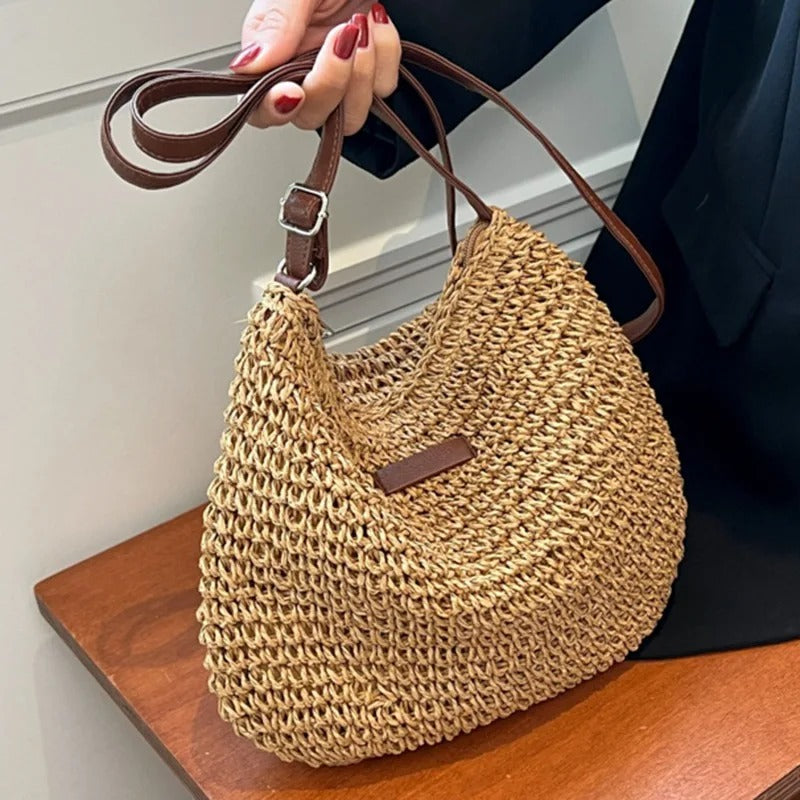 Camille – Bolsa Trançada Chic em Tons Neutros
