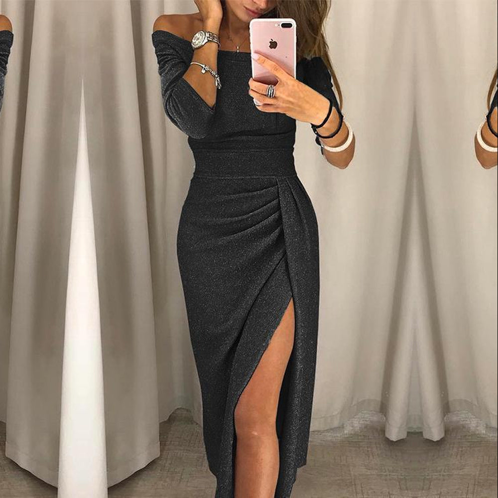Alessandra – Vestido Elegante com Alças Off-Shoulder para Mulheres