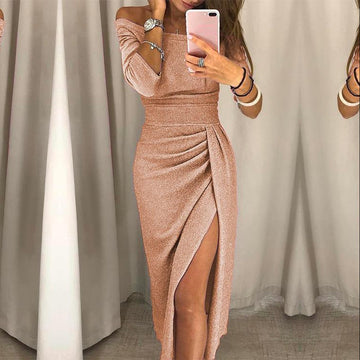 Alessandra – Vestido Elegante com Alças Off-Shoulder para Mulheres