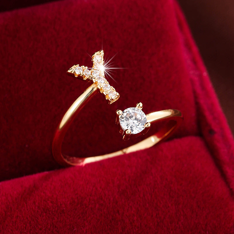 Nova – Bague aberta moderna com inicial