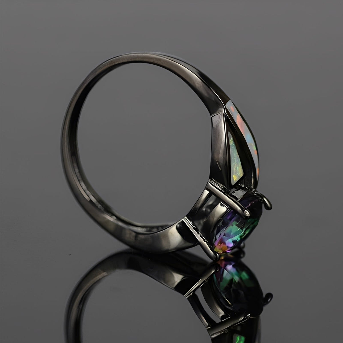 Mirella – Bague arco-íris em opala e topázio