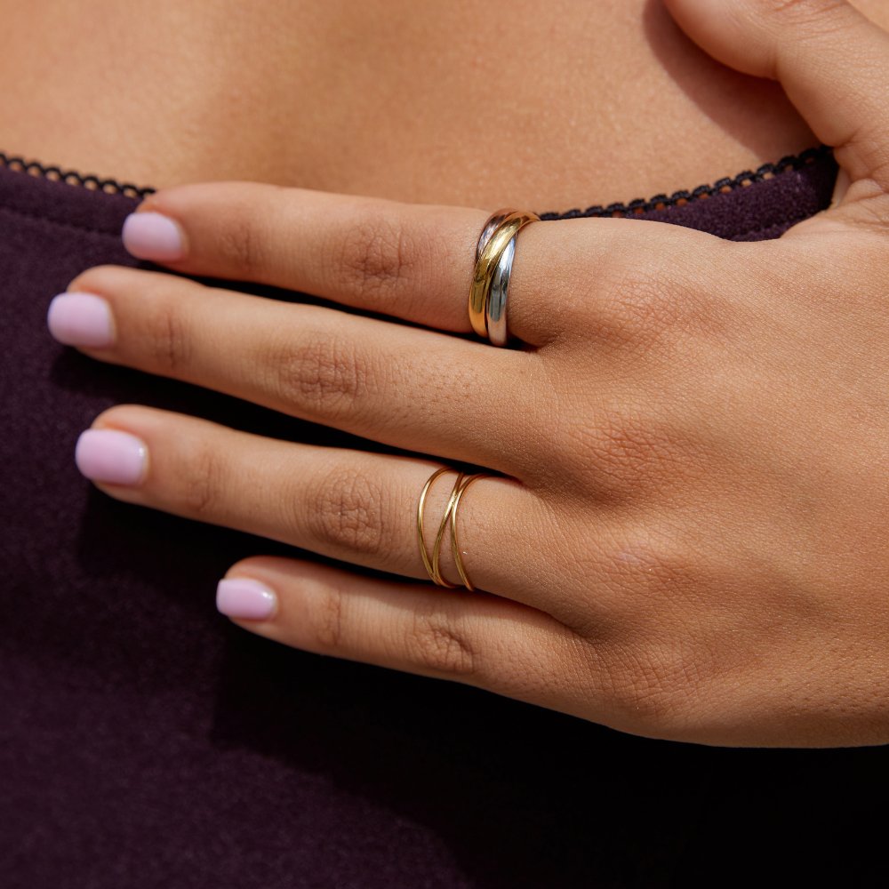 Elena – Bague triple élégante em três tons