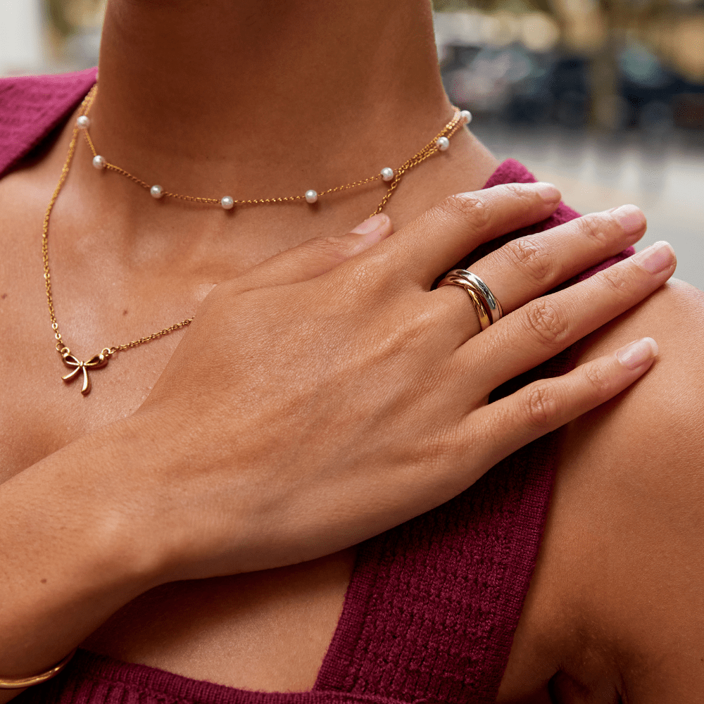 Elena – Bague triple élégante em três tons