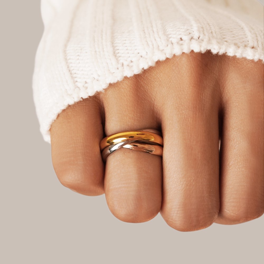 Elena – Bague triple élégante em três tons
