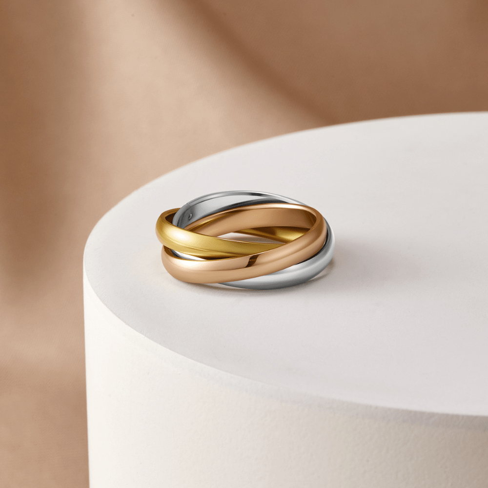 Elena – Bague triple élégante em três tons
