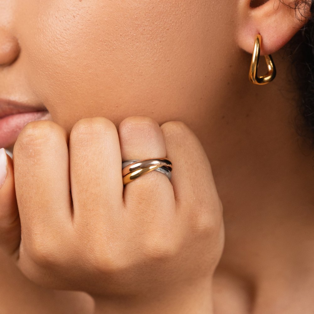 Elena – Bague triple élégante em três tons