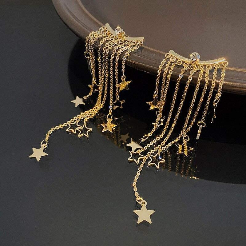 Valerie – Brincos pendentes em estrela com franjas