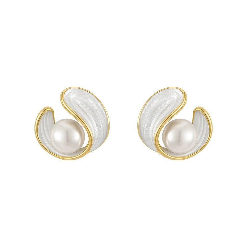 Alina – Brincos luxuosos com opala branca, pérola e dourado