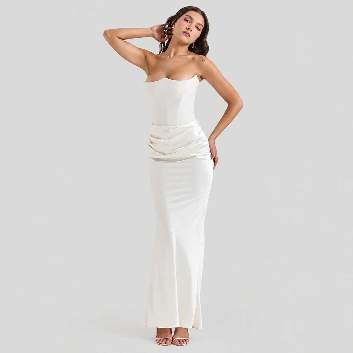 Elisabeth – Maxikleid elegante com ombros descobertos para mulheres