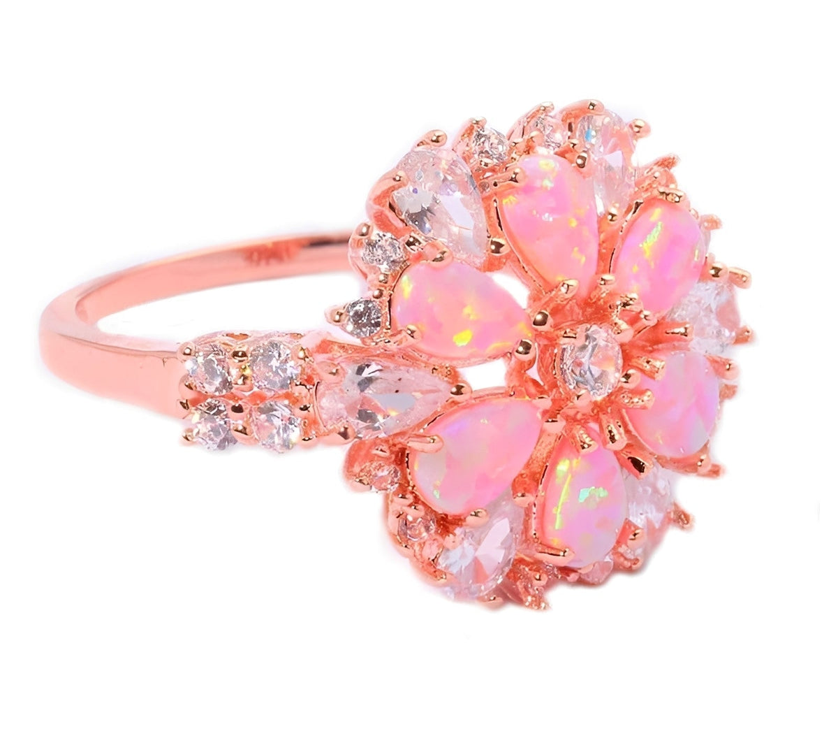 Rian – Bague fina flor em opala de fogo