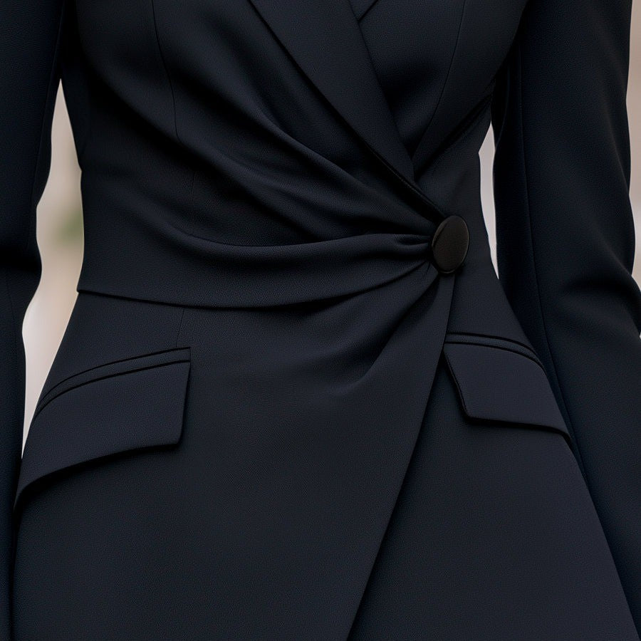Blazer de manga longa para mulheres com frente assimétrica e caimento ajustado