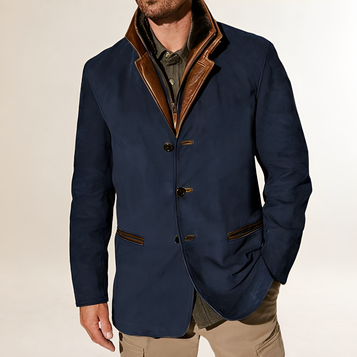 Blazer feminino com duplo botão gola clássica ajuste regular