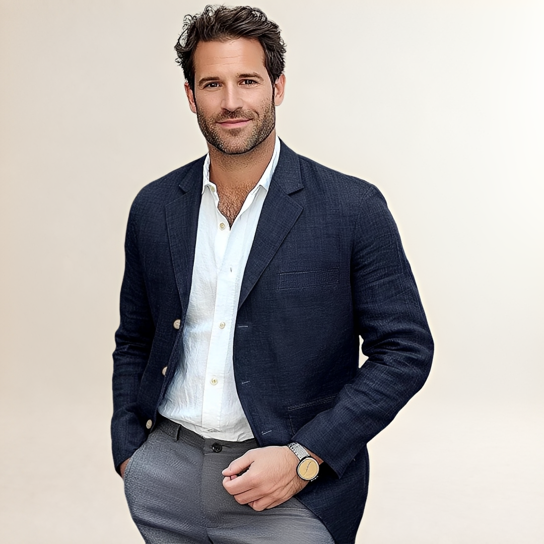 Blazer Masculino Casual Sola de Botões Duplo — Ajuste Tailorado