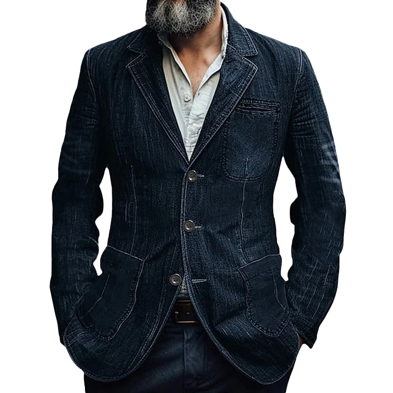Blazer masculino com corte ajustado, bolsos funcionais e design moderno
