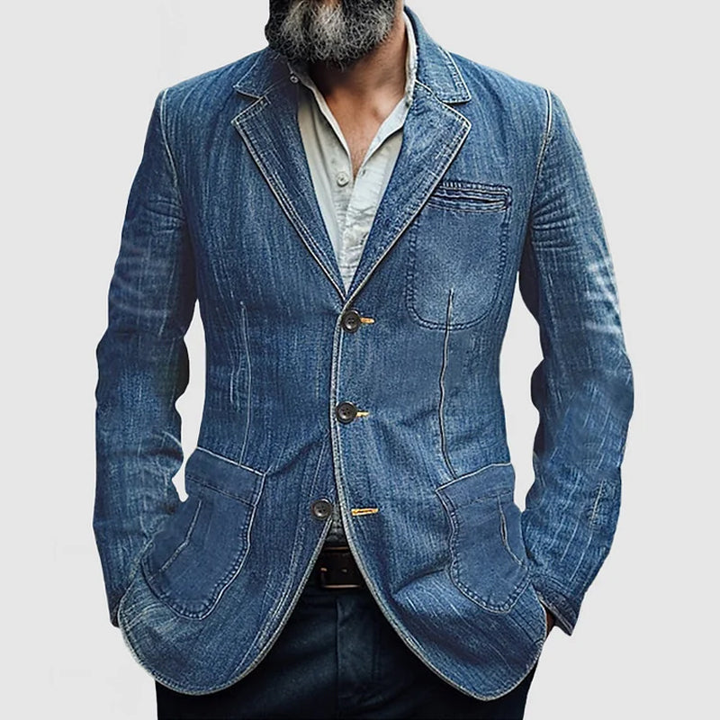 Blazer masculino com corte ajustado, bolsos funcionais e design moderno