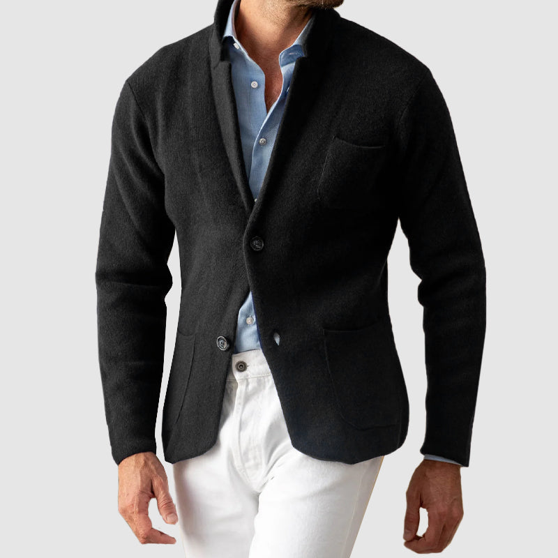 Blazer masculino com fechamento de dois botões e bolsos de patch - ajuste regular