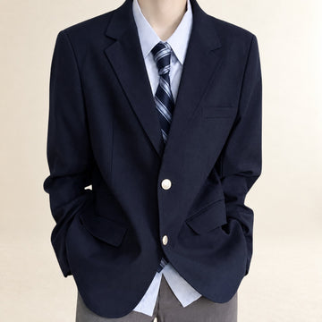 Blazer masculino corte clássico duplo botão com lapela e bolsos frontais