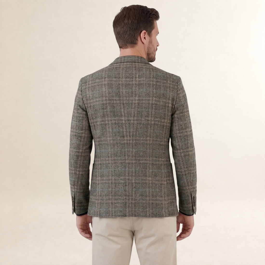 Blazer masculino de corte ajustado com estampa xadrez e dois botões