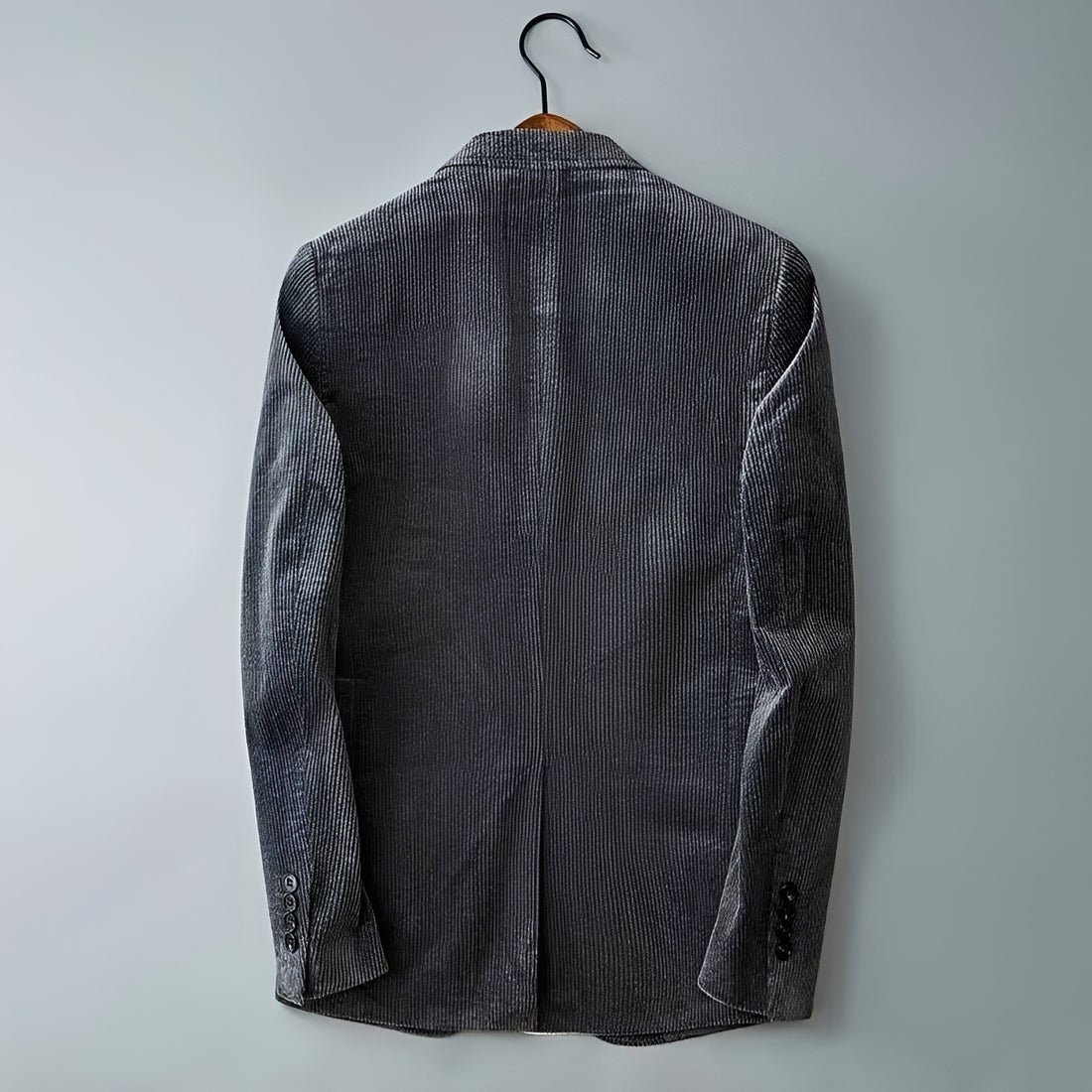Blazer masculino de corte ajustado, duplo abotoamento e lapelas notch