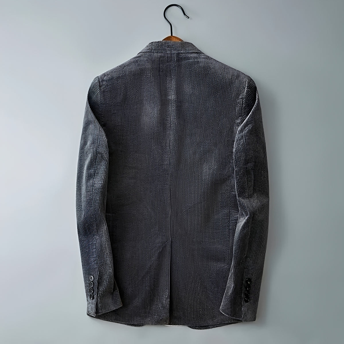 Blazer masculino de corte ajustado, duplo abotoamento e lapelas notch