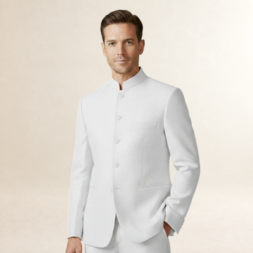 Blazer masculino slim fit com colarinho alto e fechamento de um botão
