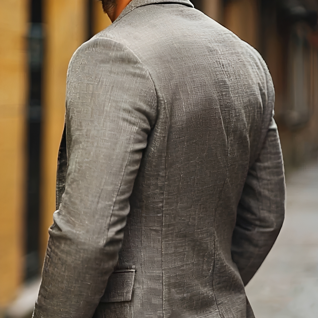 Blazer masculino slim fit com lapela, fechamento de dois botões e estilo casual