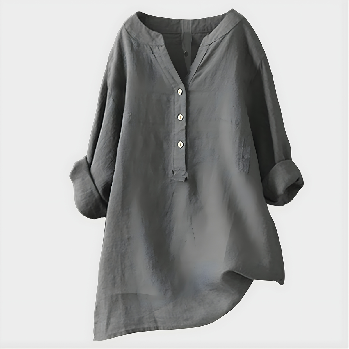 Blusa femininha V com estampa de plissê e recorte assimétrico