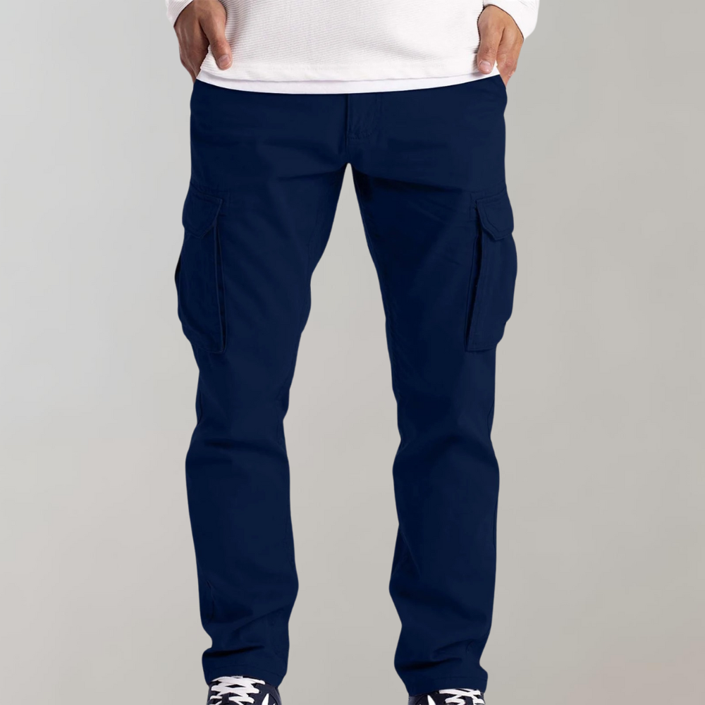 Calça cargo para homem com modelagem relaxada e vários bolsos