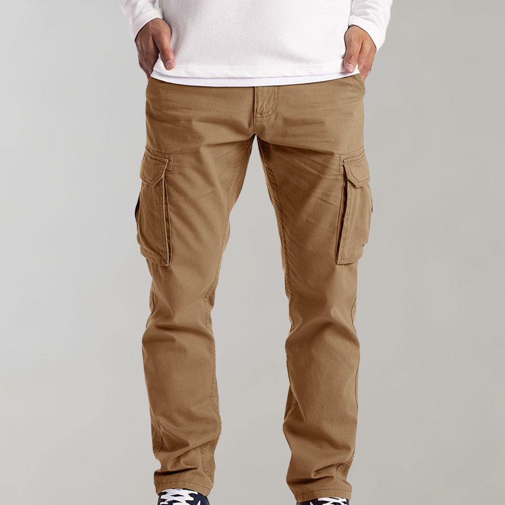 Calça cargo para homem com modelagem relaxada e vários bolsos