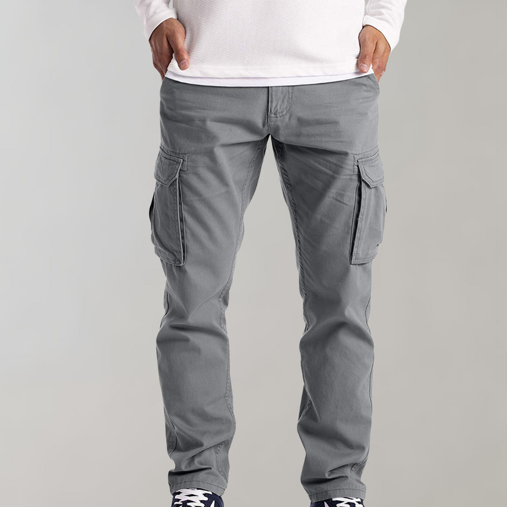 Calça cargo para homem com modelagem relaxada e vários bolsos
