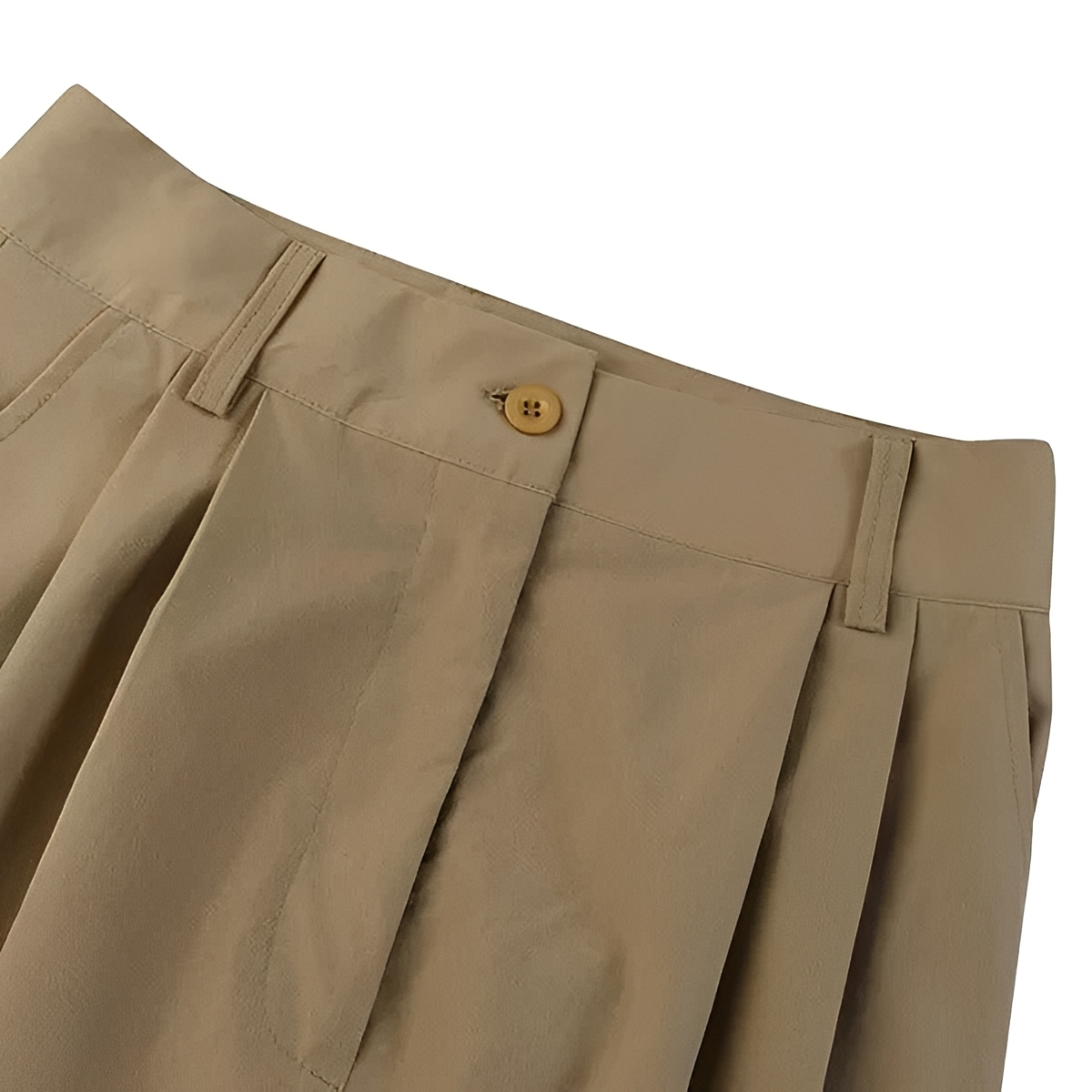 Calça feminina pantalona de cintura alta com pregas e bolsos
