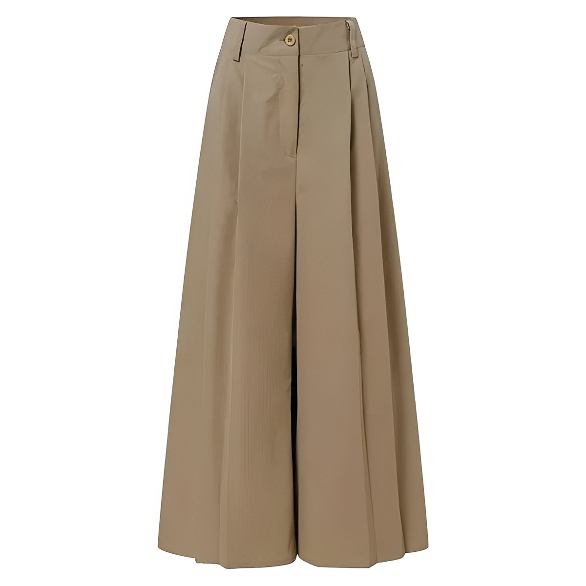 Calça feminina pantalona de cintura alta com pregas e bolsos