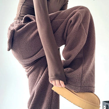 Calça Jogger Feminina Wide Leg com Cós de Cordão e Bolsos Laterais