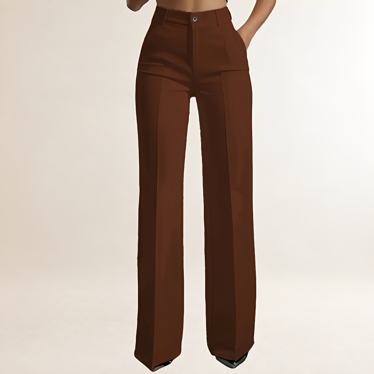 Calça pantalona feminina de cintura alta e corte reto