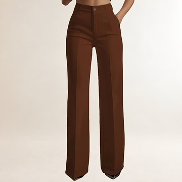 Calça pantalona feminina de cintura alta e corte reto